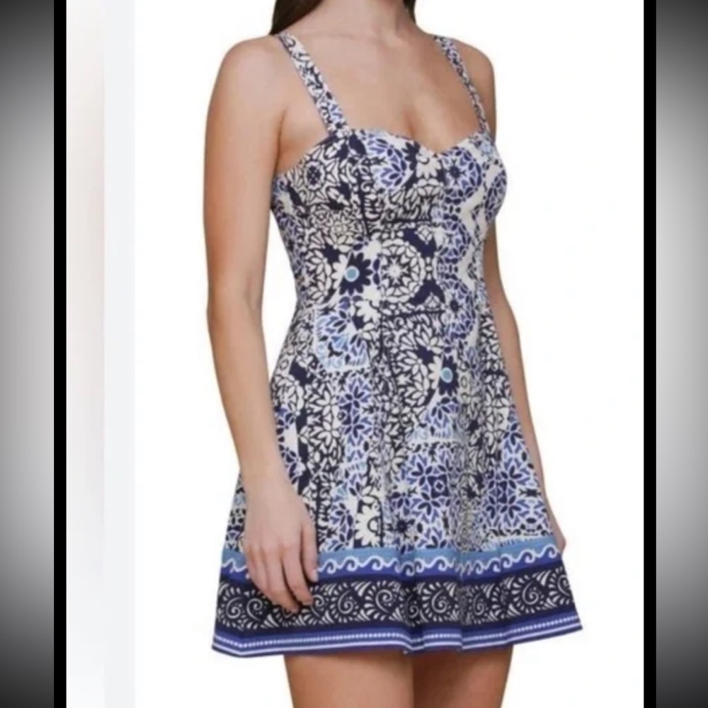 Avec Les Filles Mini Sundress Size 2 💙 Sweetheart Fit & Flare - Picture 10 of 12